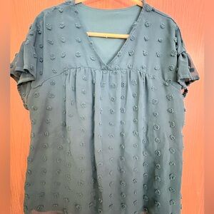 SHEIN Teal Textured Blouse